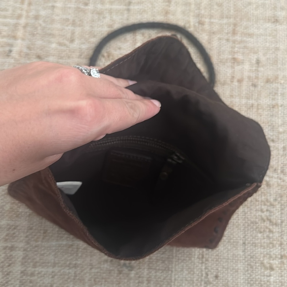 Lucky Brand Foxy Lady Fringe Brown Suede Crossbody Purse Bag - Picture 5 of 11